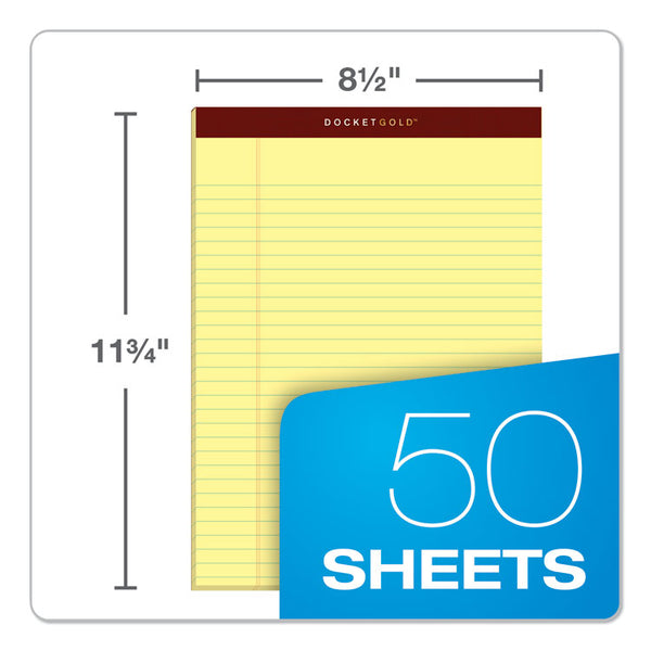 TOPS™ Docket Gold Ruled Perforated Pads, Wide/Legal Rule, 50 Canary-Yellow 8.5 x 11.75 Sheets, 12/Pack (TOP63950)