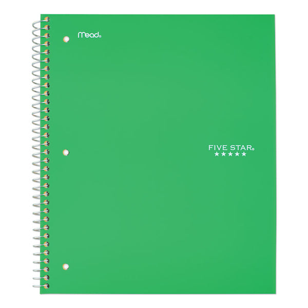 Five Star® Wirebound Notebook with Two Pockets, 1-Subject, Medium/College Rule, Green Cover, (100) 11 x 8.5 Sheets (MEA72055)