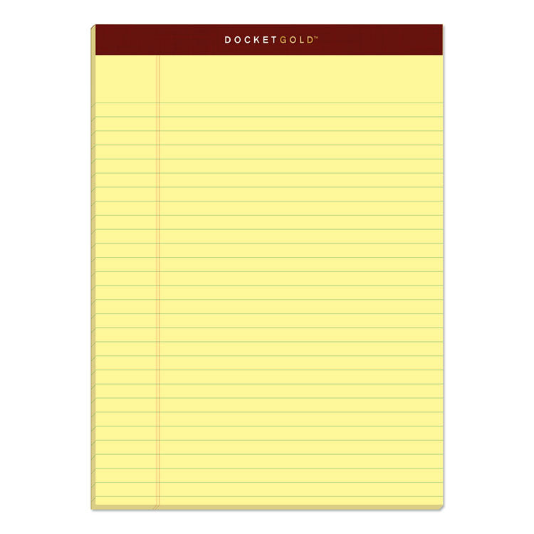 TOPS™ Docket Gold Ruled Perforated Pads, Wide/Legal Rule, 50 Canary-Yellow 8.5 x 11.75 Sheets, 12/Pack (TOP63950)