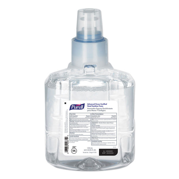 PURELL® Advanced Hand Sanitizer Green Certified Foam Refill, For LTX-12 Dispensers, 1,200 mL, Fragrance-Free (GOJ190402EA)