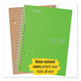 Five Star® Wirebound Notebook with Two Pockets, 1-Subject, Medium/College Rule, Green Cover, (100) 11 x 8.5 Sheets (MEA72055)