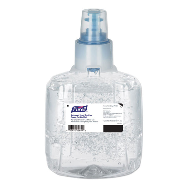PURELL® Advanced Hand Sanitizer Green Certified Gel Refill, For LTX-12 Dispensers, 1,200 mL, Fragrance-Free (GOJ190302EA)