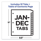Avery® Customizable TOC Ready Index Multicolor Tab Dividers, 12-Tab, Jan. to Dec., 11 x 8.5, White, Contemporary Color Tabs, 1 Set (AVE11847) Set of 12