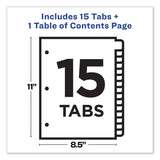 Avery® Customizable TOC Ready Index Multicolor Tab Dividers, 15-Tab, 1 to 15, 11 x 8.5, White, Contemporary Color Tabs, 1 Set (AVE11845) Set of 15