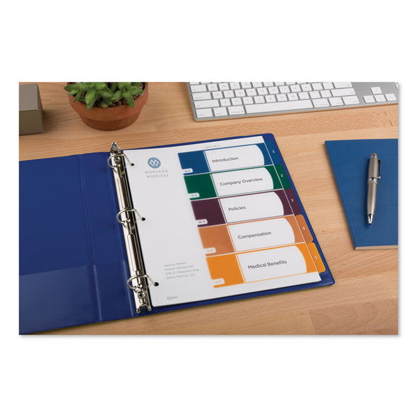 Avery® Customizable Table of Contents Ready Index Dividers with Multicolor Tabs, 5-Tab, 1 to 5, 11 x 8.5, Translucent, 1 Set (AVE11816)