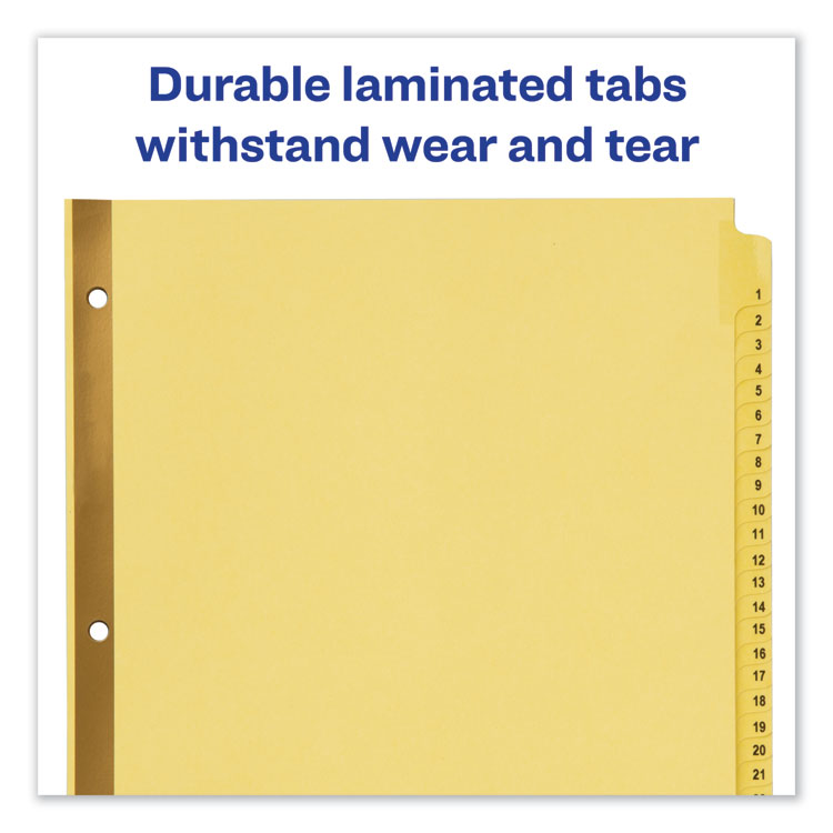 Avery® Preprinted Laminated Tab Dividers with Gold Reinforced Binding Edge, 31-Tab, 1 to 31, 11 x 8.5, Buff, 1 Set (AVE11308)