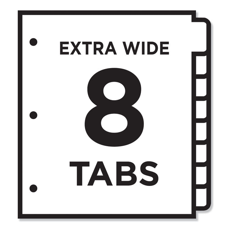 Avery® Customizable TOC Ready Index Multicolor Tab Dividers, Extra Wide Tabs, 8-Tab, 1 to 8, 11 x 9.25, White, 1 Set (AVE11163)