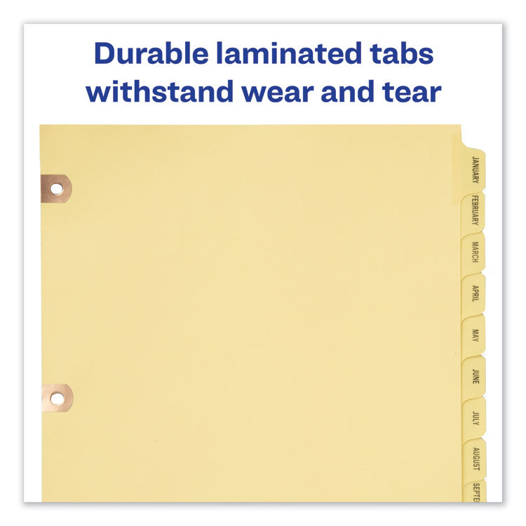 Avery® Preprinted Laminated Tab Dividers with Copper Reinforced Holes, 25-Tab, A to Z, 11 x 8.5, Buff, 1 Set (AVE24280)