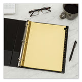 Avery® Preprinted Black Leather Tab Dividers w/Gold Reinforced Edge, 25-Tab, A to Z, 11 x 8.5, Buff, 1 Set (AVE11350)