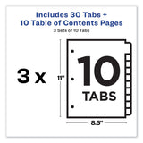 Avery® Customizable Table of Contents Ready Index Dividers with Multicolor Tabs, 10-Tab, 1 to 10, 11 x 8.5, White, 3 Sets (AVE11082)