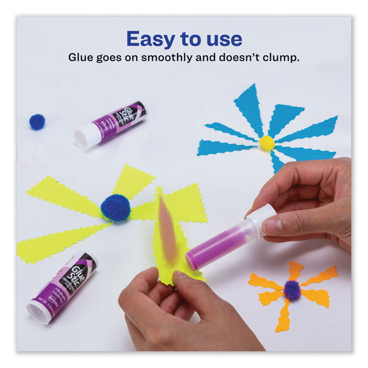 Avery® Permanent Glue Stic Value Pack, 0.26 oz, Applies Purple, Dries Clear, 6/Pack (AVE98096)