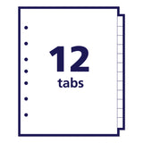 Avery® Preprinted Tab Dividers, 12-Tab, A to Z, 8.5 x 5.5, White, 1 Set (AVE11313)