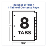 Avery® Customizable TOC Ready Index Multicolor Tab Dividers, 8-Tab, 1 to 8, 11 x 8.5, White, Contemporary Color Tabs, 1 Set (AVE11841)