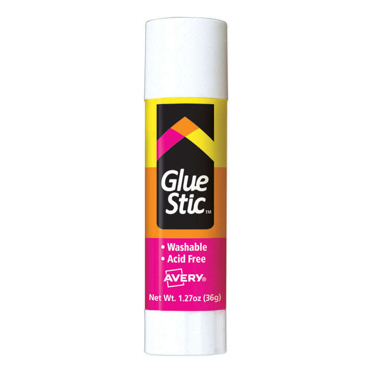 Avery® Permanent Glue Stic, 1.27 oz, Applies White, Dries Clear (AVE00196)