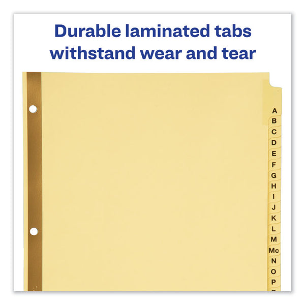 Avery® Preprinted Laminated Tab Dividers with Gold Reinforced Binding Edge, 25-Tab, A to Z, 11 x 8.5, Buff, 1 Set (AVE11306)