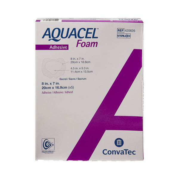 Aquacel® Foam Dressing 7 X 8 Inch With Border Waterproof Film Backing Silicone Adhesive Sacral Sterile (802599_EA) 1/EA