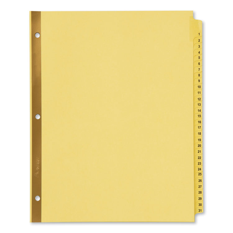 Avery® Preprinted Laminated Tab Dividers with Gold Reinforced Binding Edge, 31-Tab, 1 to 31, 11 x 8.5, Buff, 1 Set (AVE11308)