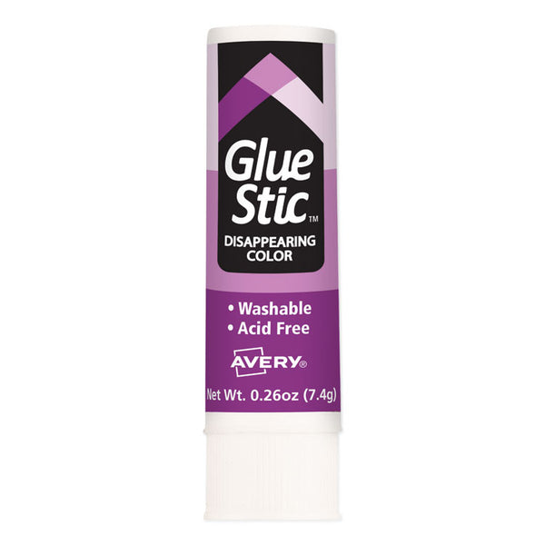 Avery® Permanent Glue Stic Value Pack, 0.26 oz, Applies Purple, Dries Clear, 18/Pack (AVE98079)