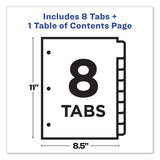 Avery® Customizable Table of Contents Ready Index Dividers with Multicolor Tabs, 8-Tab, 1 to 8, 11 x 8.5, Translucent, 1 Set (AVE11817)