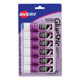 Avery® Permanent Glue Stic Value Pack, 0.26 oz, Applies Purple, Dries Clear, 6/Pack (AVE98096)