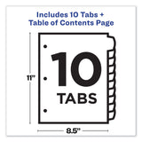 Avery® Customizable Table of Contents Ready Index Dividers with Multicolor Tabs, 10-Tab, 1 to 10, 11 x 8.5, Translucent, 1 Set (AVE11818)