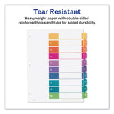 Avery® Customizable Table of Contents Ready Index Dividers with Multicolor Tabs, 10-Tab, 1 to 10, 11 x 8.5, White, 3 Sets (AVE11082)