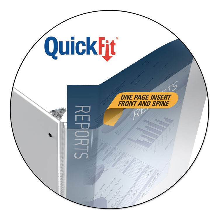 Stride QuickFit D-Ring View Binder, 3 Rings, 1" Capacity, 11 x 8.5, White (STW87010)
