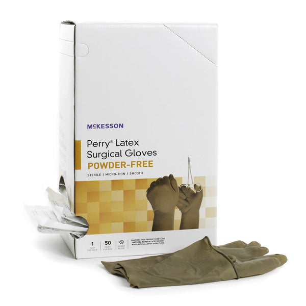 McKesson Perry® Surgical Glove Size 9 Sterile Latex Standard Cuff Length Smooth Brown Not Chemo Approved (1044734_BX) 50/BX