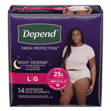 Depend® Night Defense® Female Adult Absorbent Underwear Waistband Style Large Disposable Heavy Absorbency (1163805_CS) 56/CS