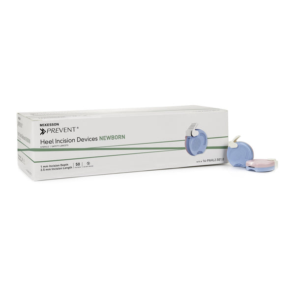 McKesson Prevent® Pediatric Lancet 2.5 mm Blade Retractable Push Button Activation Heel (1217980_CS) 200/CS