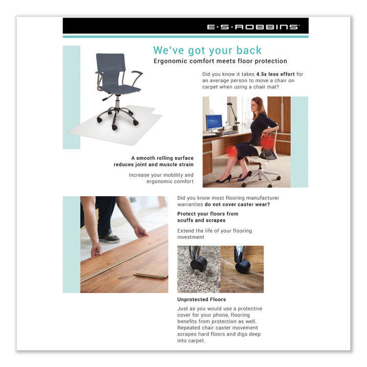 ES Robbins® EverLife Chair Mat for Hard Floors, Light Use, Rectangular, 46 x 60, Clear (ESR131826) Each