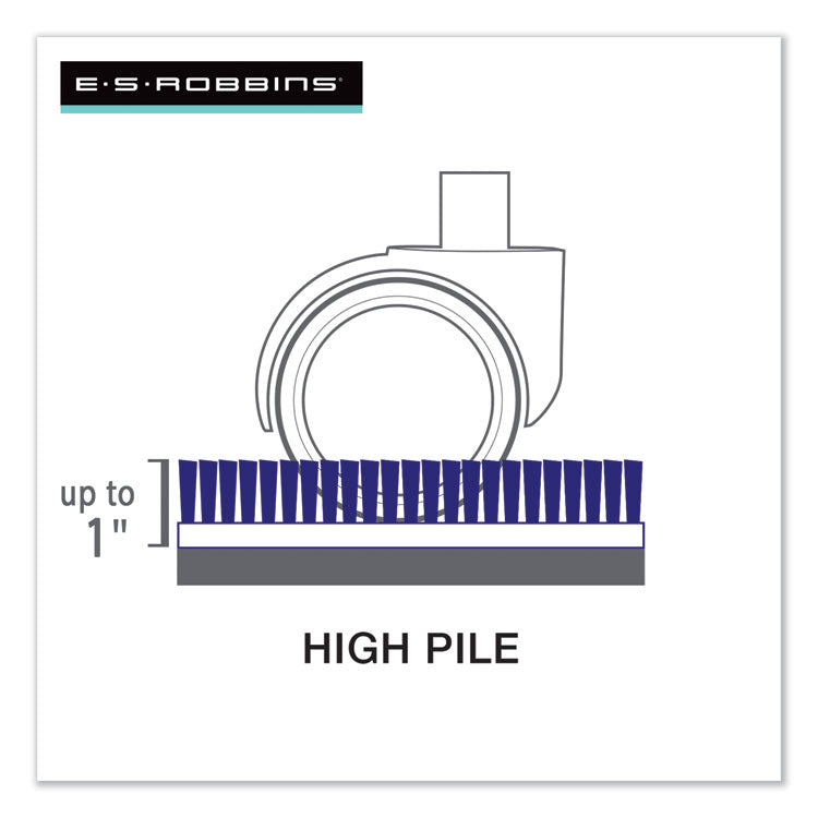 ES Robbins® EverLife Intensive Use Chair Mat for High Pile Carpet, Rectangular with Lip, 45 x 53, Clear (ESR124154) Each