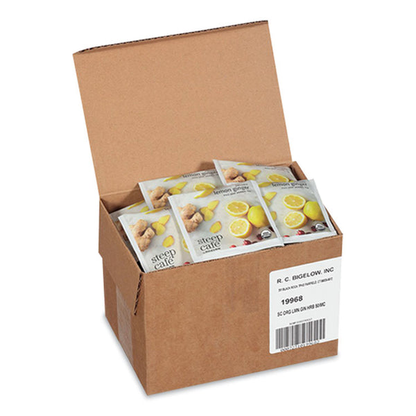 Bigelow® steep Cafe Organic Herbal Tea, Lemon Ginger, 50 Bags/Carton (BTCRCB19968)