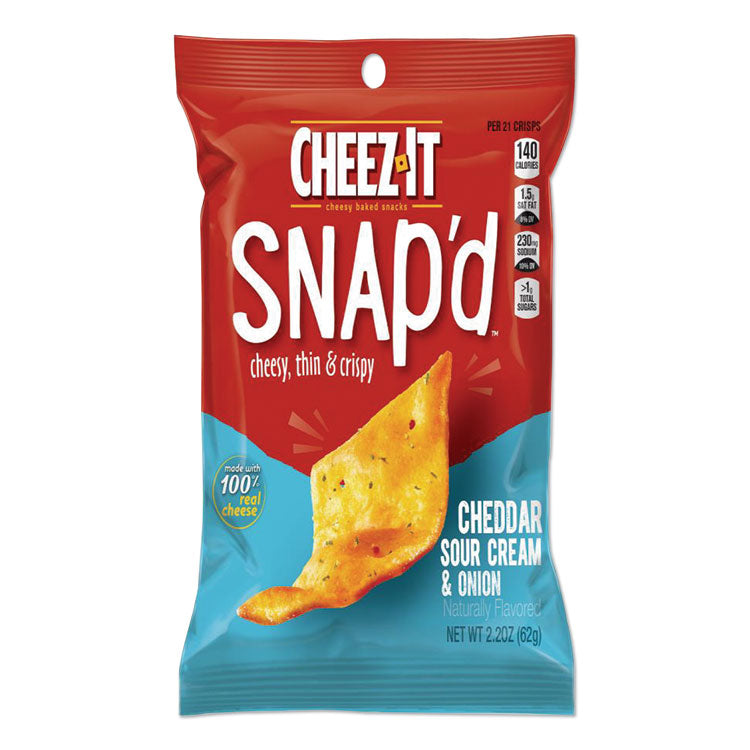 Sunshine® Cheez-it Snap'd Crackers, Cheddar Sour Cream and Onion, 2.2 oz Pouch, 6/Pack (KEB11460) Case of 6