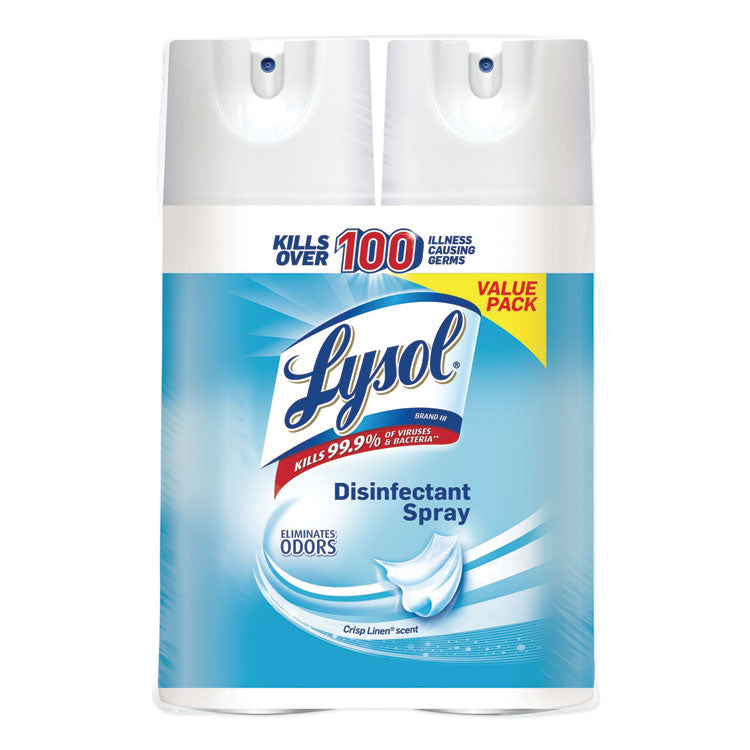 LYSOL® Brand Disinfectant Spray, Crisp Linen, 12.5 oz Aerosol Spray, 2/Pack, 6 Pack/Carton (RAC89946)
