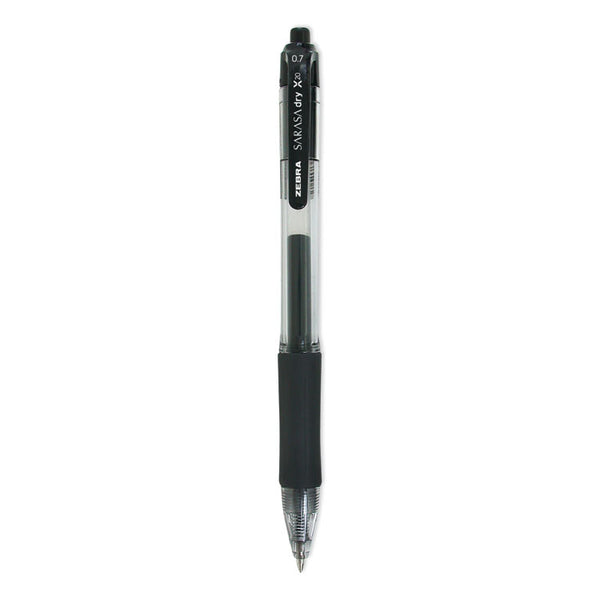 Zebra® Sarasa Dry Gel X20 Gel Pen, Retractable, Medium 0.7 mm, Black Ink, Clear/Black Barrel, 36/Pack (ZEB46136) Each