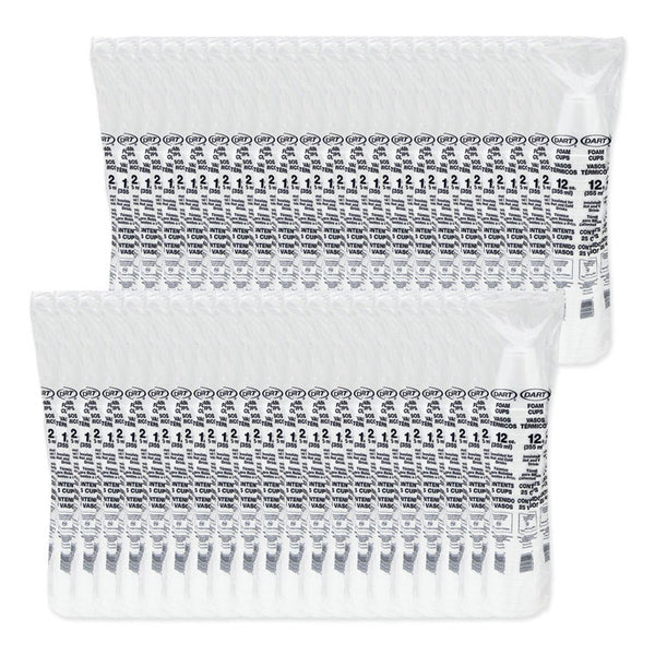 Dart® Foam Drink Cups, 12 oz, White, 1,000/Carton (DCC12J16)