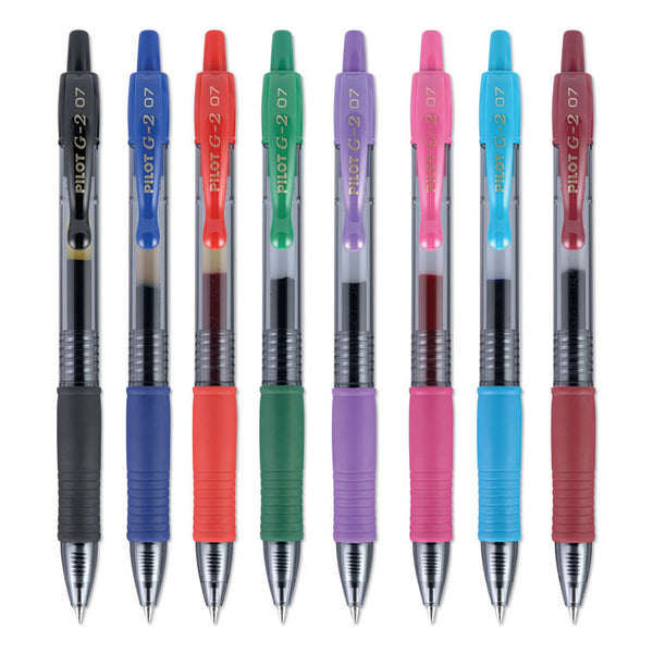 Pilot® G2 Premium Gel Pen, Retractable, Fine 0.7 mm, Assorted Ink and Barrel Colors, 8/Pack (PIL31128)