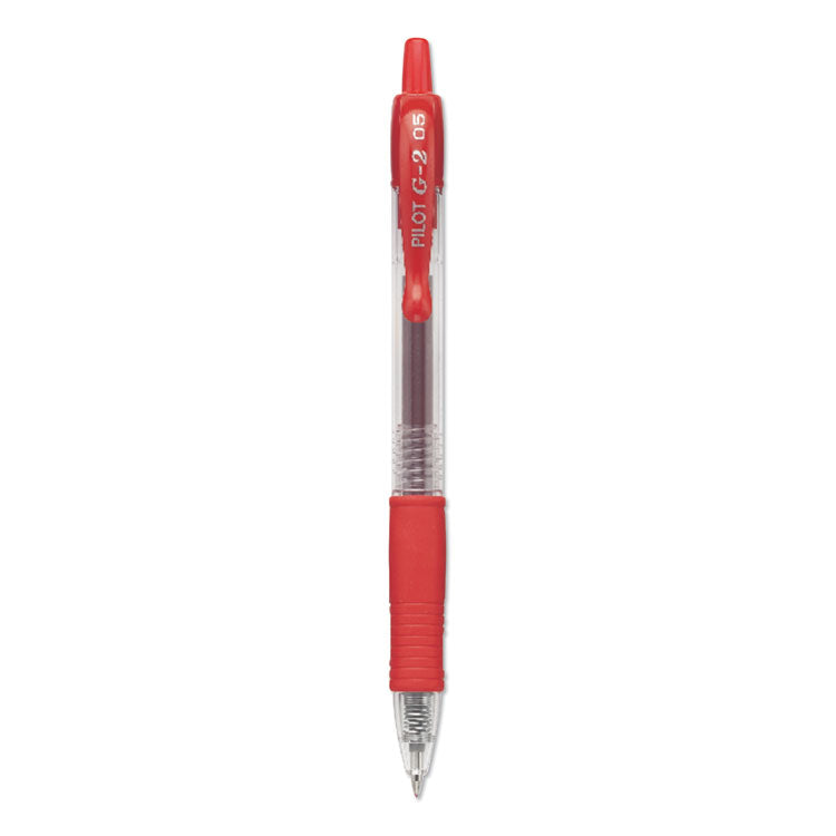 Pilot® G2 Premium Gel Pen, Retractable, Extra-Fine 0.5 mm, Red Ink, Smoke/Red Barrel, Dozen (PIL31004) 1 Dozen