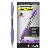 Pilot® G2 Premium Gel Pen, Retractable, Extra-Fine 0.5 mm, Purple Ink, Smoke/Purple Barrel, Dozen (PIL31006)