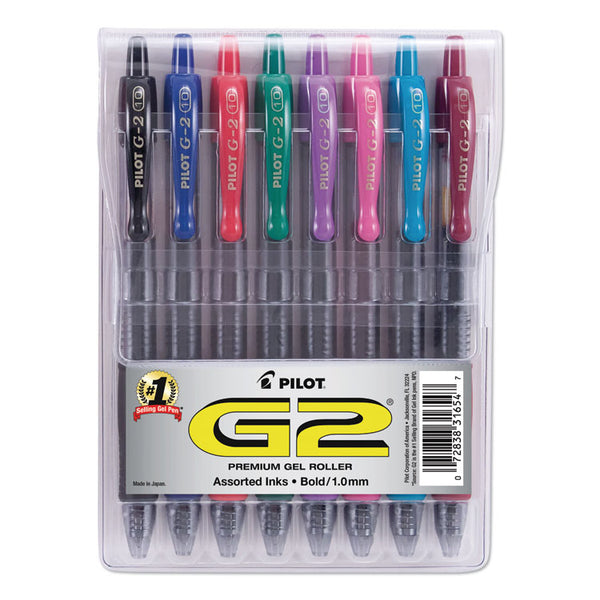 Pilot® G2 Premium Gel Pen Convenience Pack, Retractable, Bold 1 mm, Assorted Ink and Barrel Colors, 8/Pack (PIL31654)