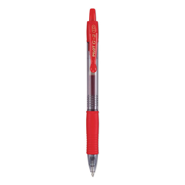 Pilot® G2 Premium Gel Pen, Retractable, Bold 1 mm, Red Ink, Smoke/Red Barrel, Dozen (PIL31258)