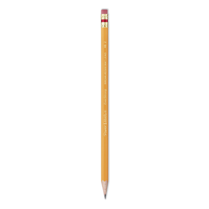 Paper Mate® EverStrong #2 Pencils, HB (#2), Black Lead, Gold Barrel, Dozen (PAP2065456) 1 Dozen