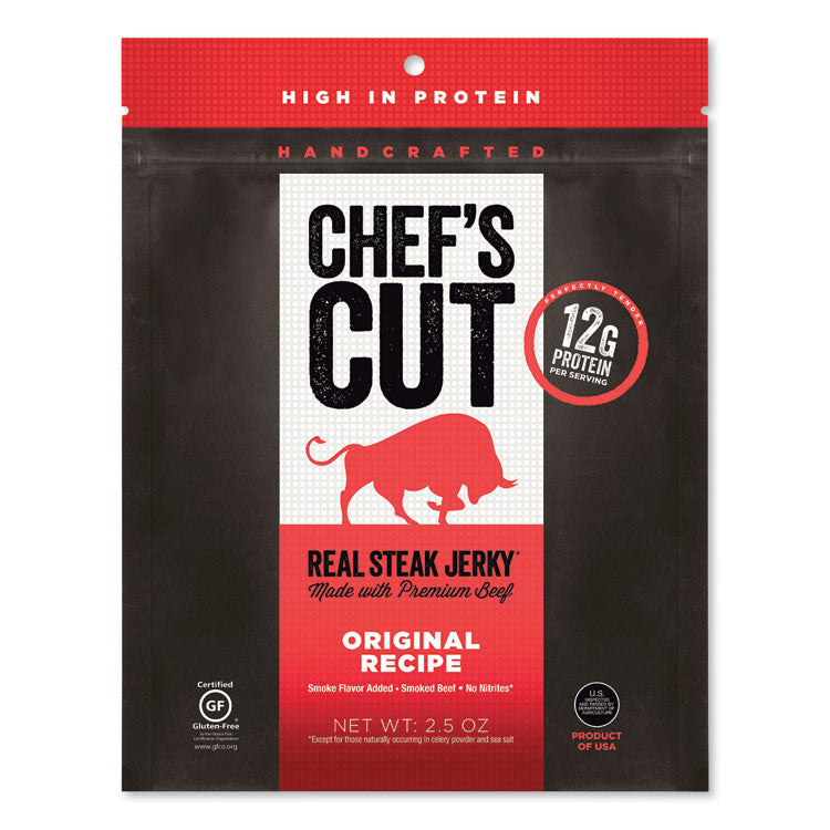 Chef's Cut Real Steak Jerky, Original Recipe, 2.5 oz Bag (CHUCCR00500) Each