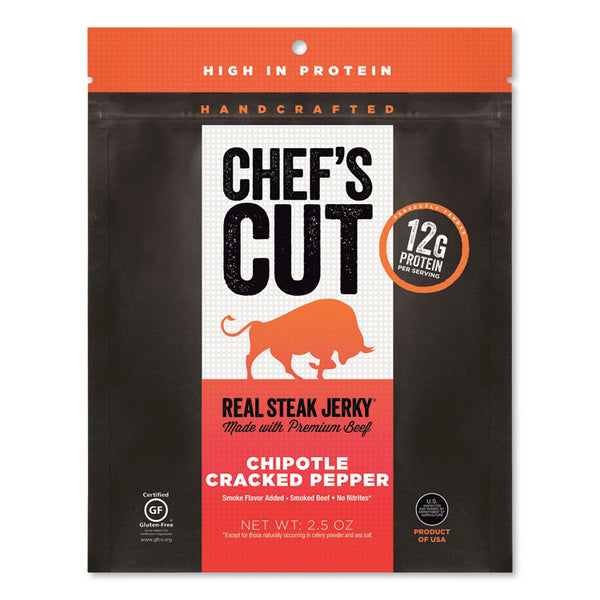 Chef's Cut Real Steak Jerky, Chipolte Cracked Pepper, 2.5 oz Bag (CHUCCR00501) Each