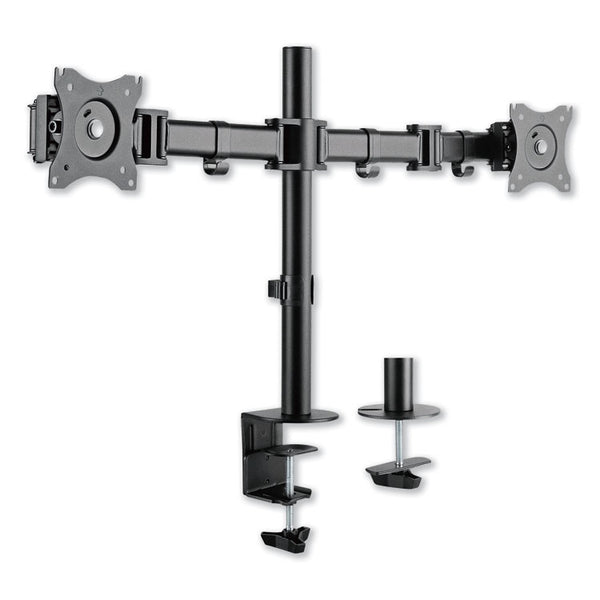Alera® AdaptivErgo Pole-Mounted Dual Monitor Arm for 30" Monitors, 360 deg Rotation, 30 deg Tilt, 360 deg Pan, Black, Supports 22 lb (ALEAEMA2B)
