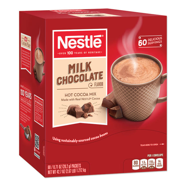 Nestle&reg; Milk Chocolate Single-Serve Hot Chocolate Packets, Cocoa, Chocolate, 0.71 oz, 60/Box (NES26791) Box of 60