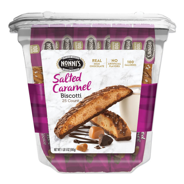 Nonni's® Biscotti, Salted Caramel, 0.85 oz Individually Wrapped, 25/Pack (NONNSD97670)