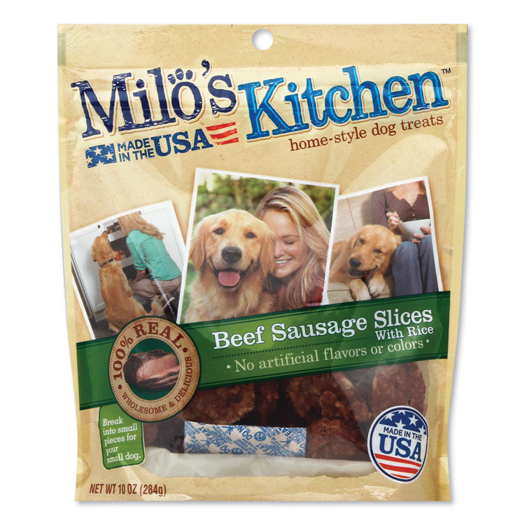 Milo's Kitchen® Homestyle Dog Treats, Beef Sausage Slices with Rice, 10 oz Pouch, 5 Pouches/Carton (SMU52775CS) Case of 5
