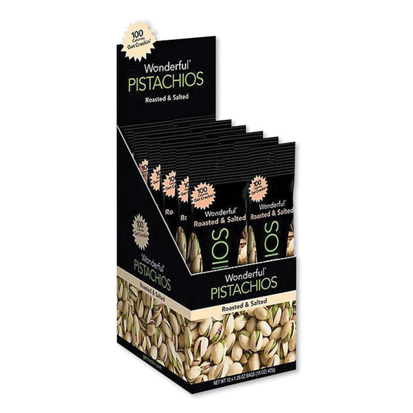 Paramount Farms® Wonderful Pistachios, Roasted and Salted, 1.25 oz Tube, 12/Box (WONPAR91345) Box of 12